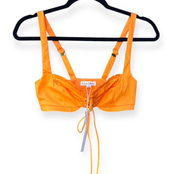 NWT For Love And Lemons Clementine Bra Top Yellow Orange Crop XS fits Small - Picture 2 of 8